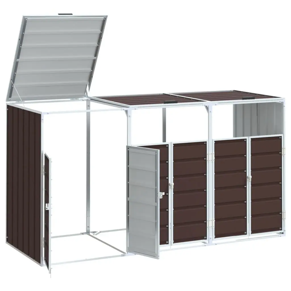 Wheelie Bin Storage Triple Bins Brown 216x81x115 cm Garden Waste Container