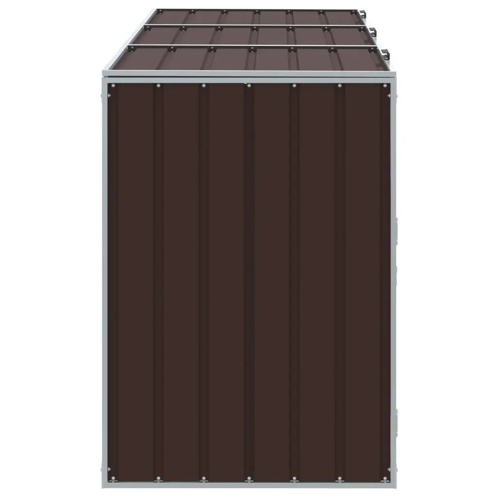 Wheelie Bin Storage Triple Bins Brown 216x81x115 cm Garden Waste Container