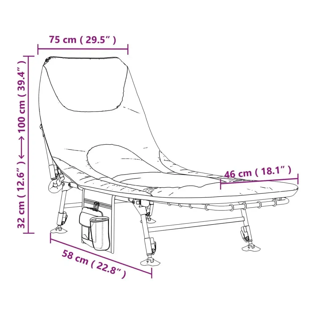 Foldable Fishing Bed Adjustable Mud Legs Camping Outdoor Furniture Camouflage
