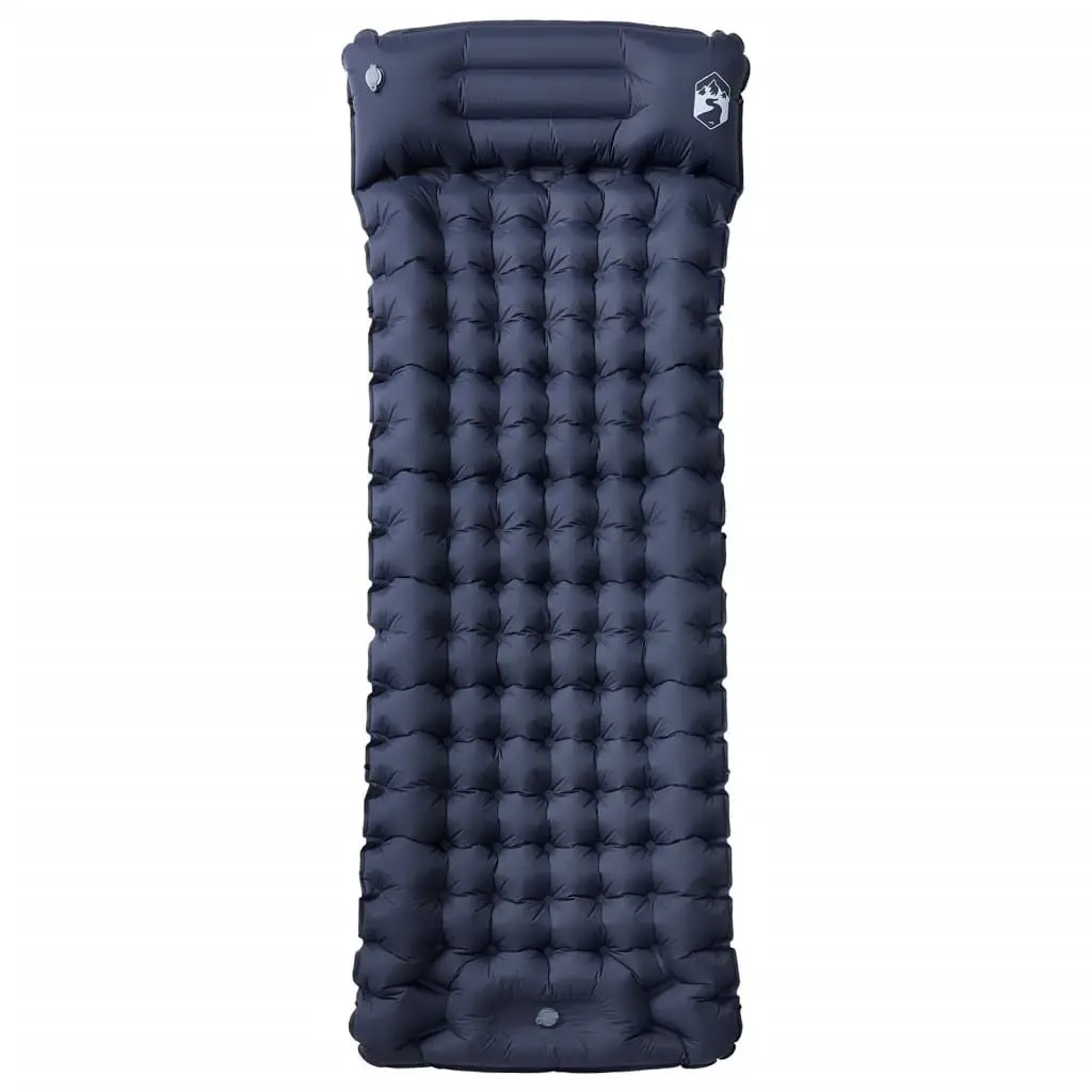 Self Inflating Camping Mattress Grey 1-Person with Integrated Pillow Quick Inflation
