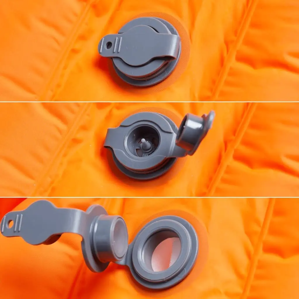 Self Inflating Camping Mattress Orange Single with Integrated Pillow and Quick Inflation System