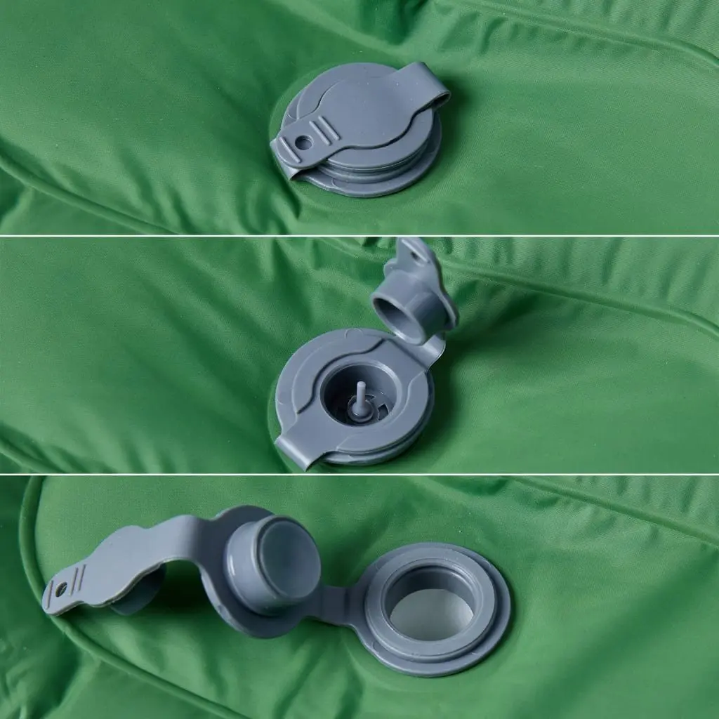 Self Inflating Camping Mattress Green Single Person with Integrated Pillow and Quick Inflation System