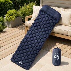 Inflatable Camping Mattress with Pillow 1-Person Grey Sleeping Pad Outdoor