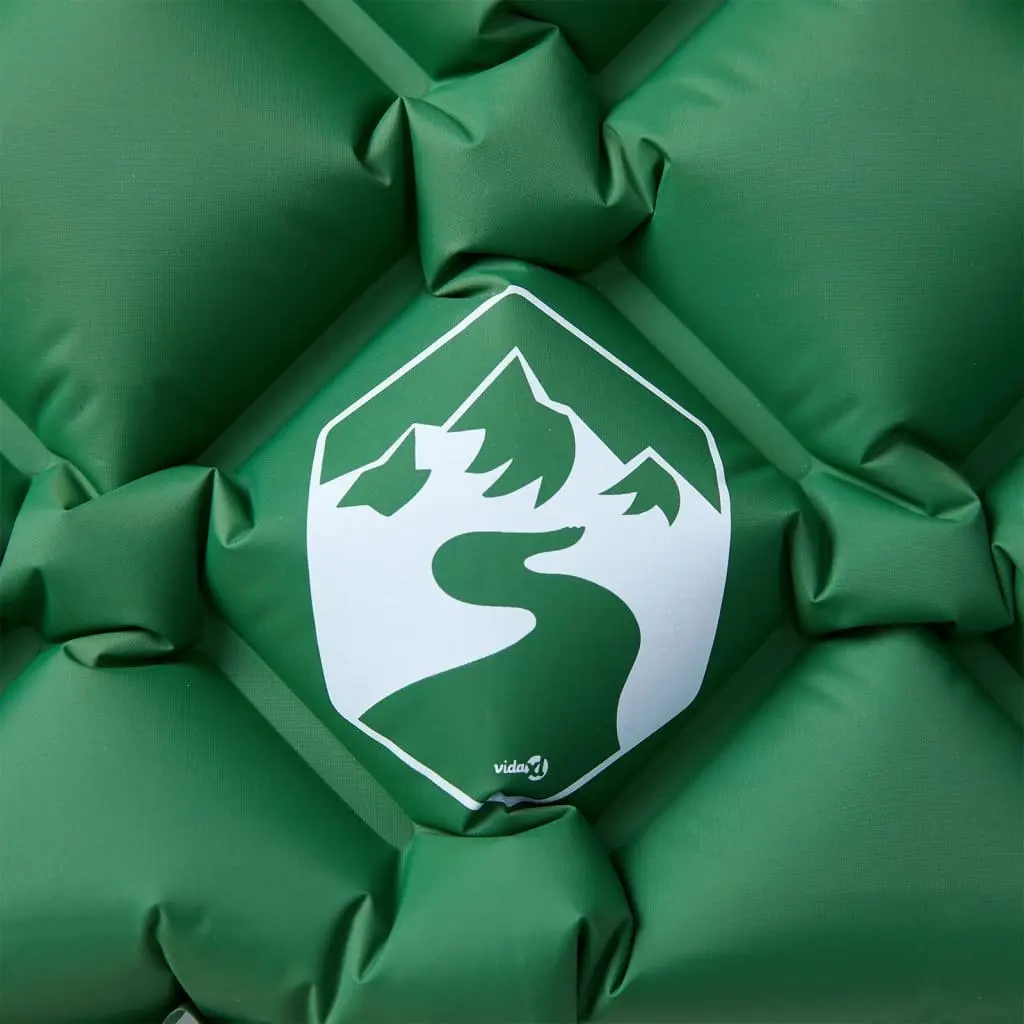 Inflating Camping Mattress Green 1-Person Integrated Pillow Durable Outdoor Sleeping Pad