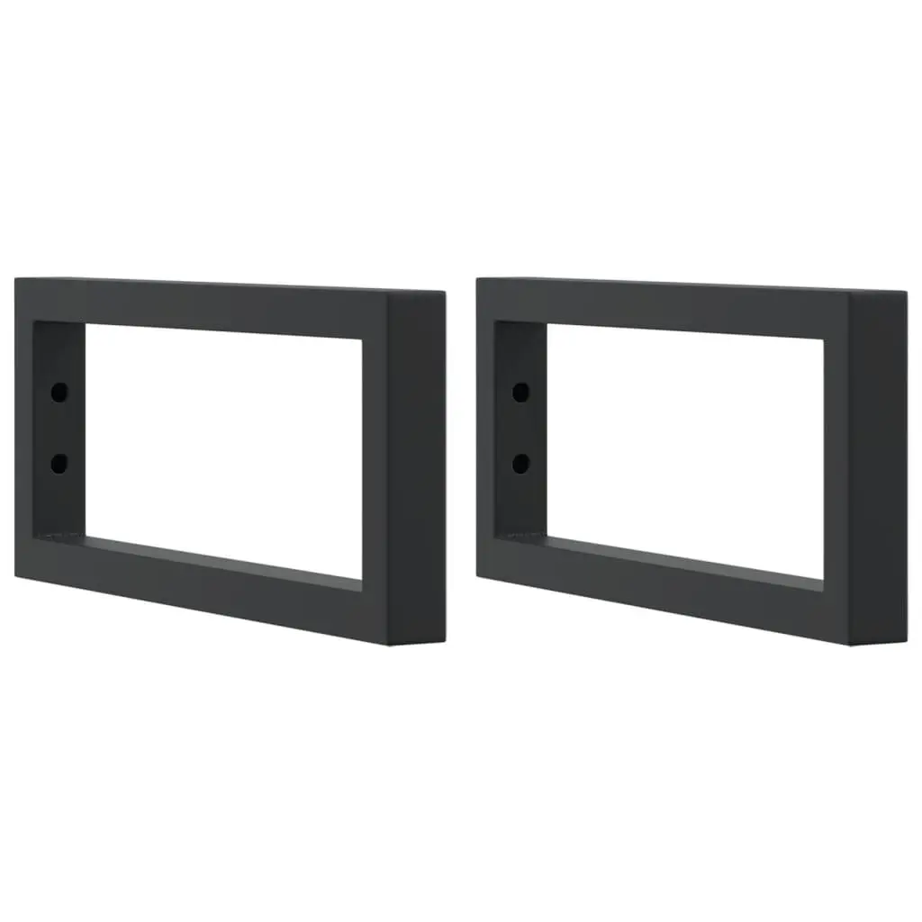 Shelf Brackets Black Rectangular Steel Wall Mount Support 2 pcs