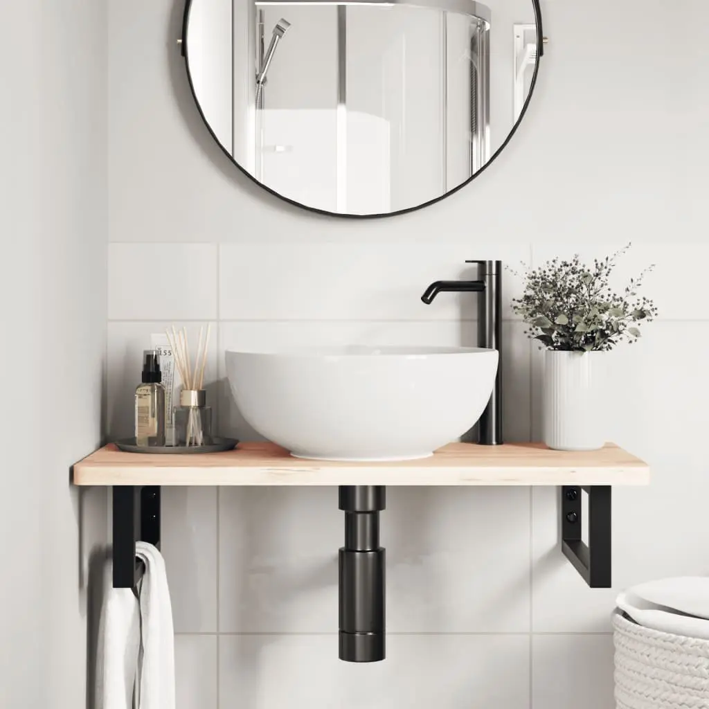 Shelf Brackets Black Rectangular Steel Wall Mount Support 2 pcs