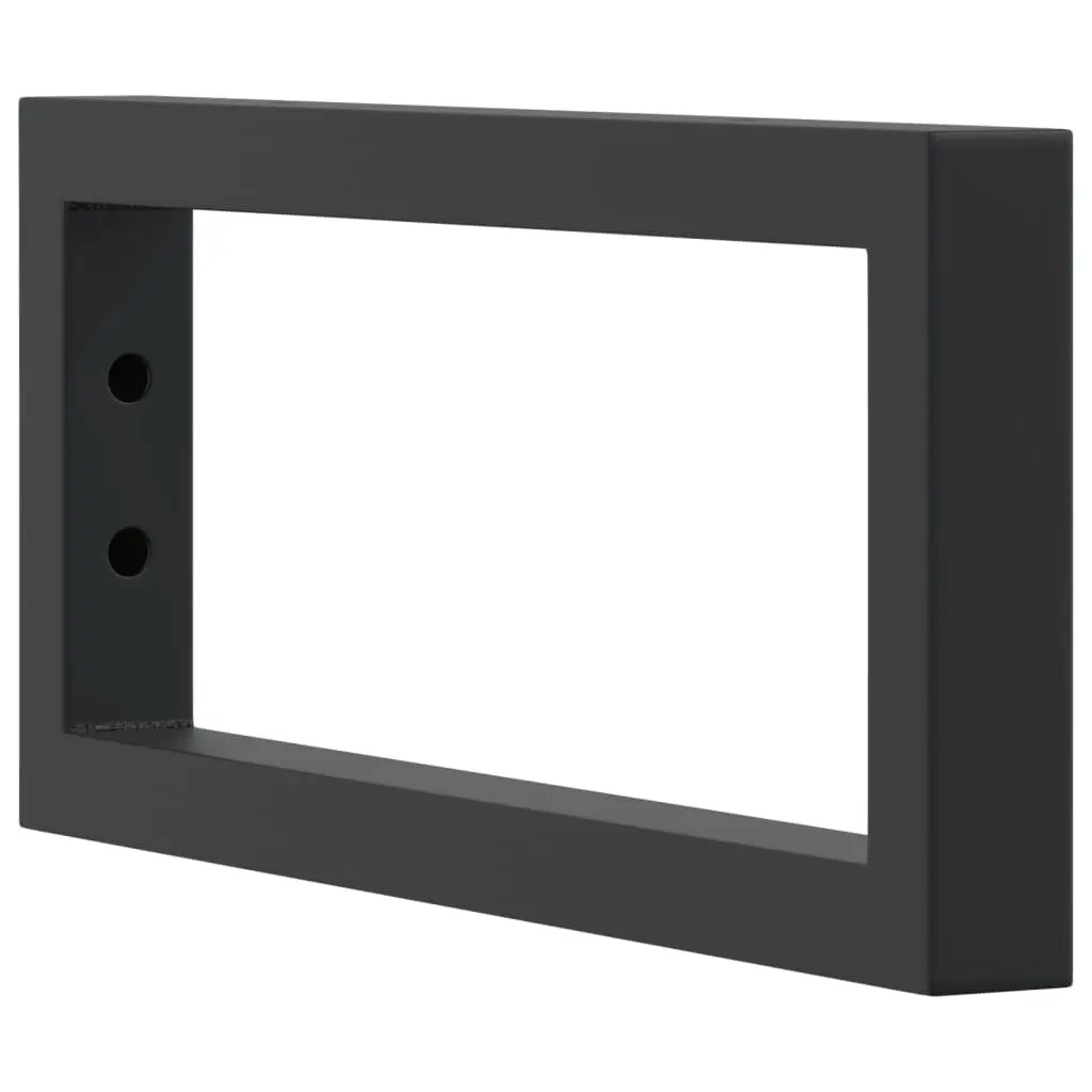 Shelf Brackets Black Rectangular Steel Wall Mount Support 2 pcs