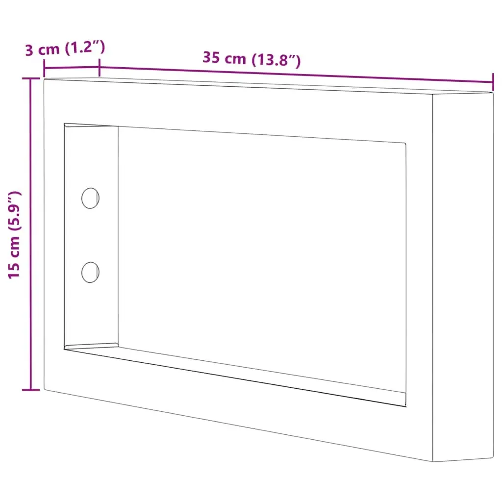 Shelf Brackets Black Rectangular Steel Wall Mount Support 2 pcs
