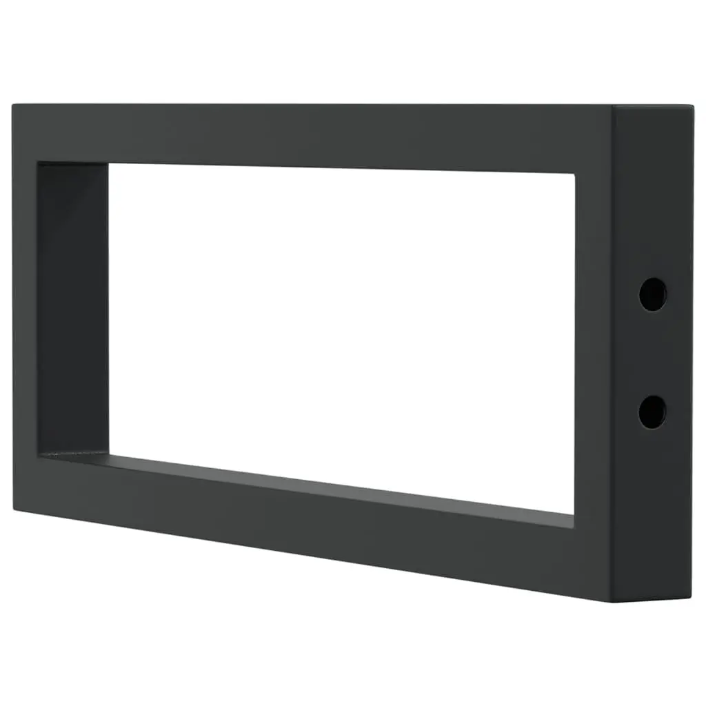 Rectangular Steel Shelf Brackets Black 2 pcs Wall Mount Storage Support