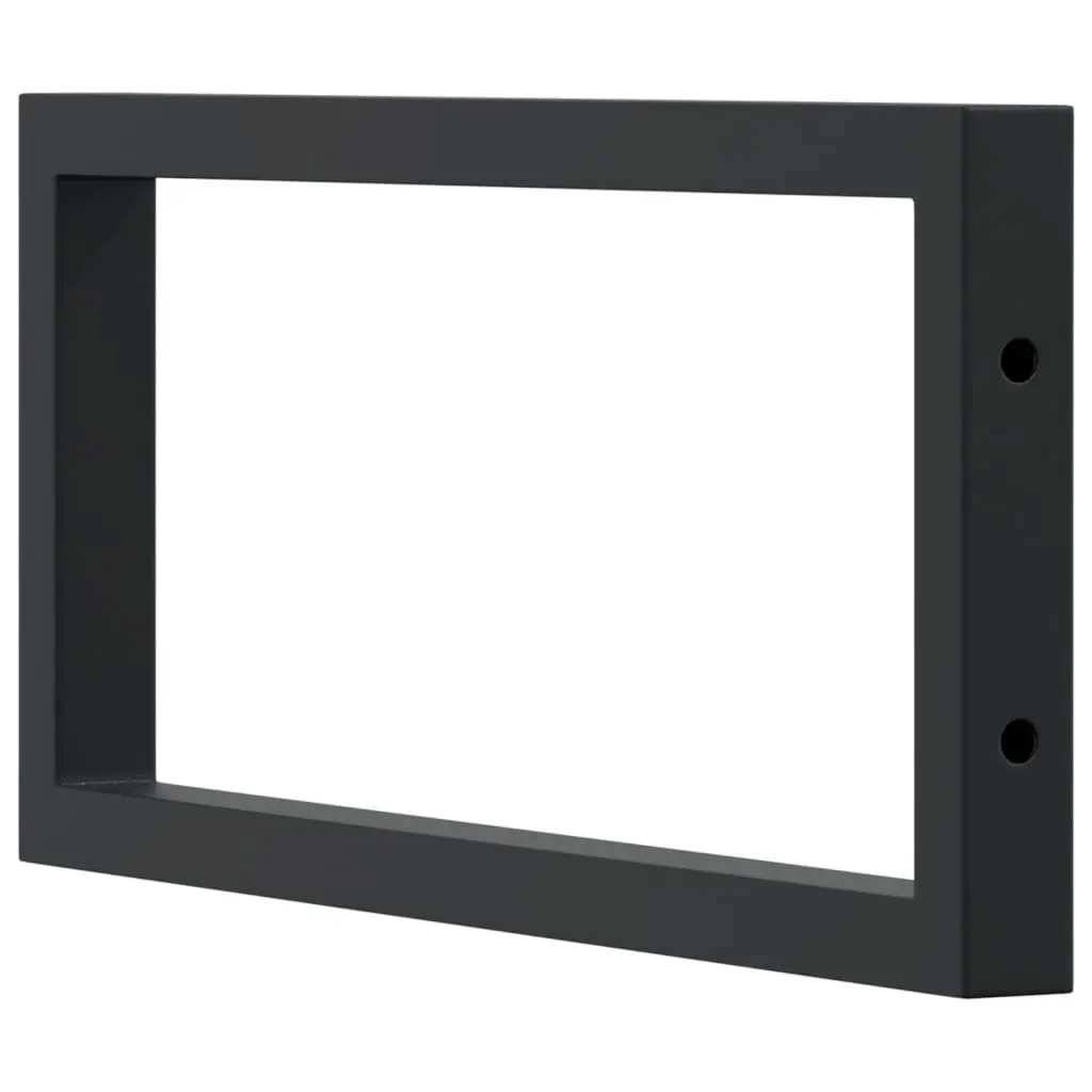 Steel Shelf Brackets Black Rectangular Wall Mount Support 2 pcs