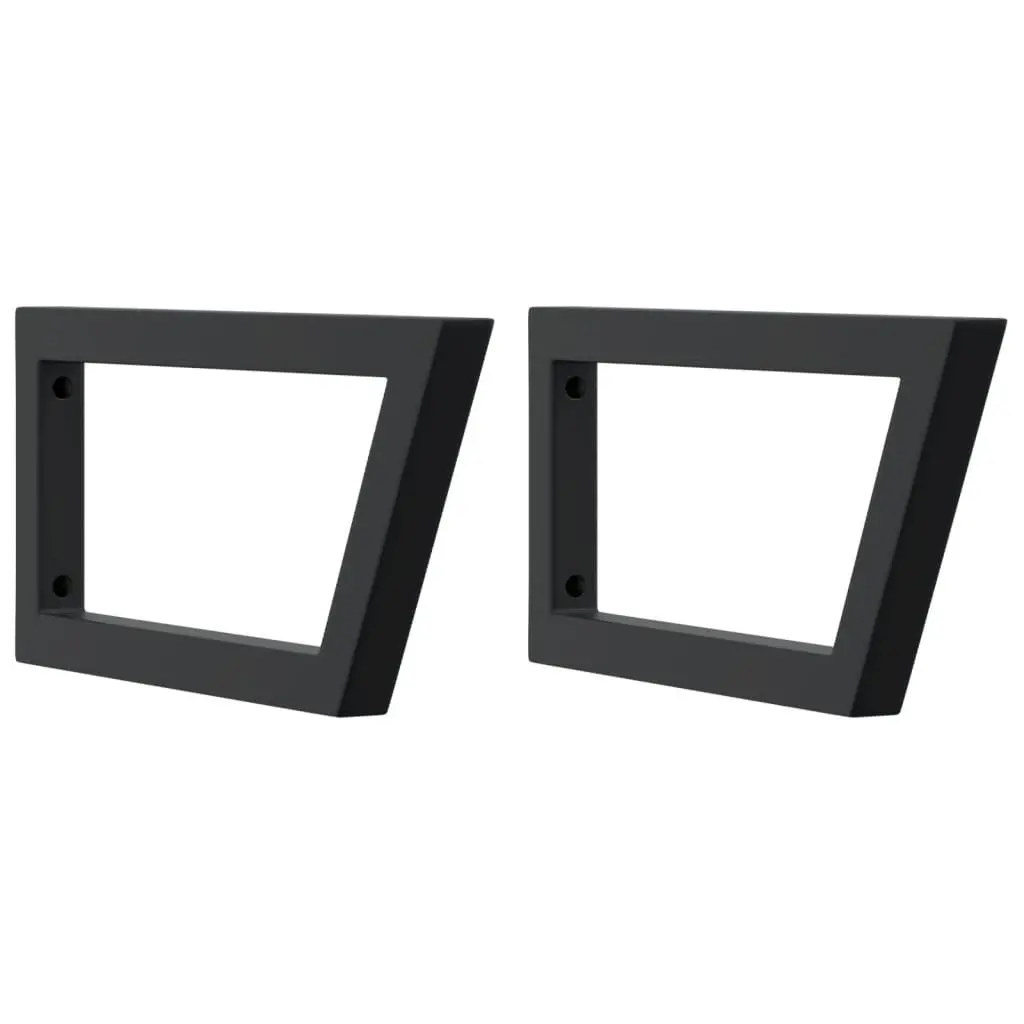 Shelf Brackets Black 2 pcs Trapezium Steel Wall Mount Support