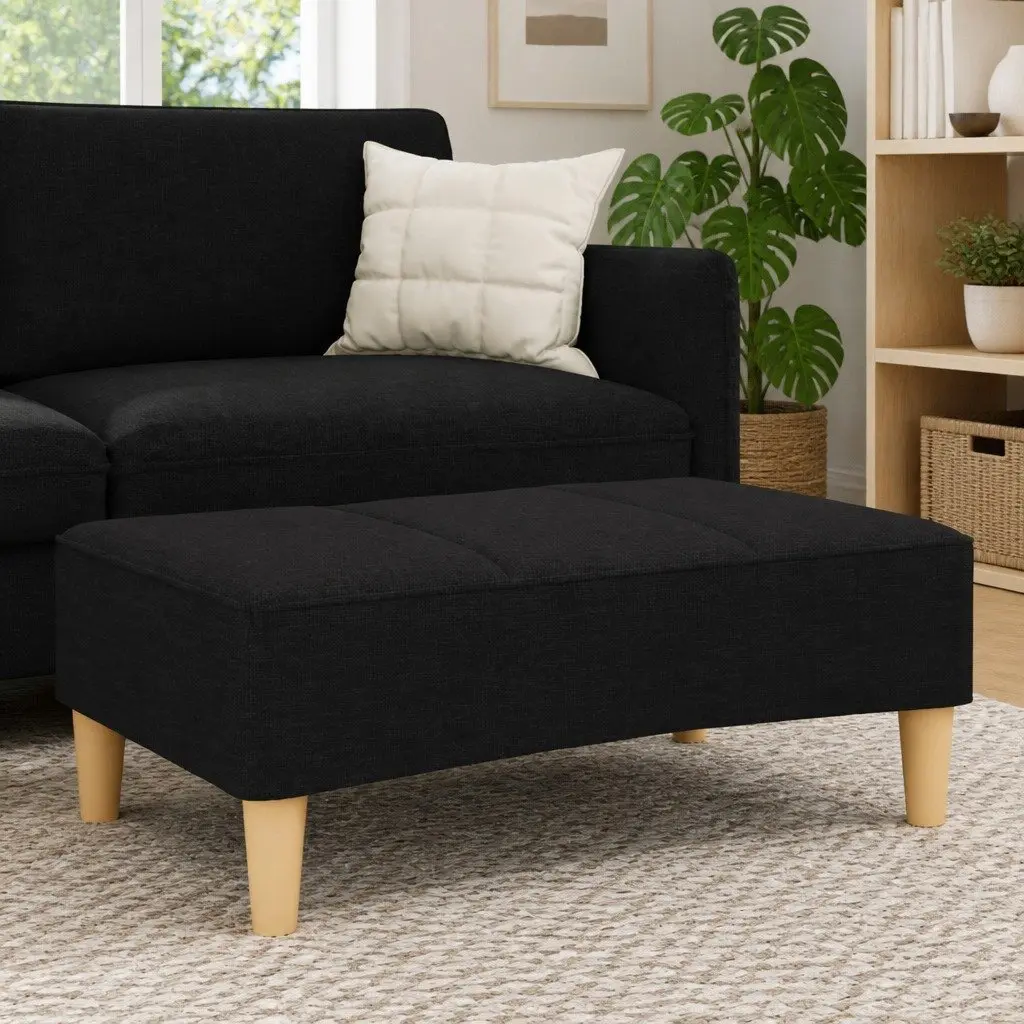 Black Fabric Footstool Ottoman