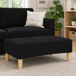 Stylish Compact Black Fabric Footstool Ottoman