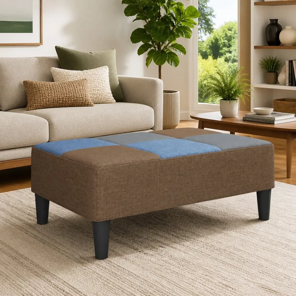 Multicolour Footstool with Stable Plywood Frame