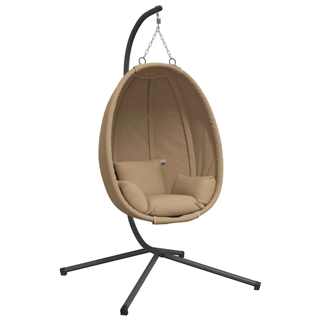 Hanging Egg Chair Taupe Fabric Steel Frame Outdoor Swing