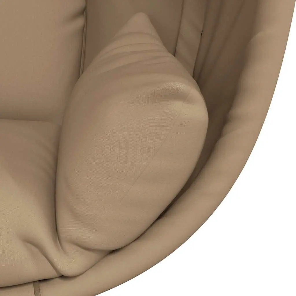 Hanging Egg Chair Taupe Fabric Steel Frame Outdoor Swing