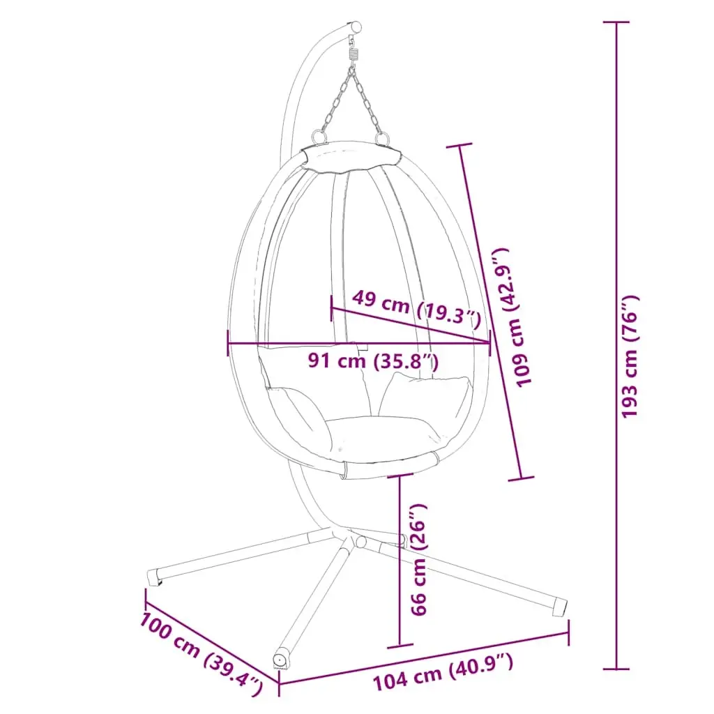Hanging Egg Chair Taupe Fabric Steel Frame Outdoor Swing