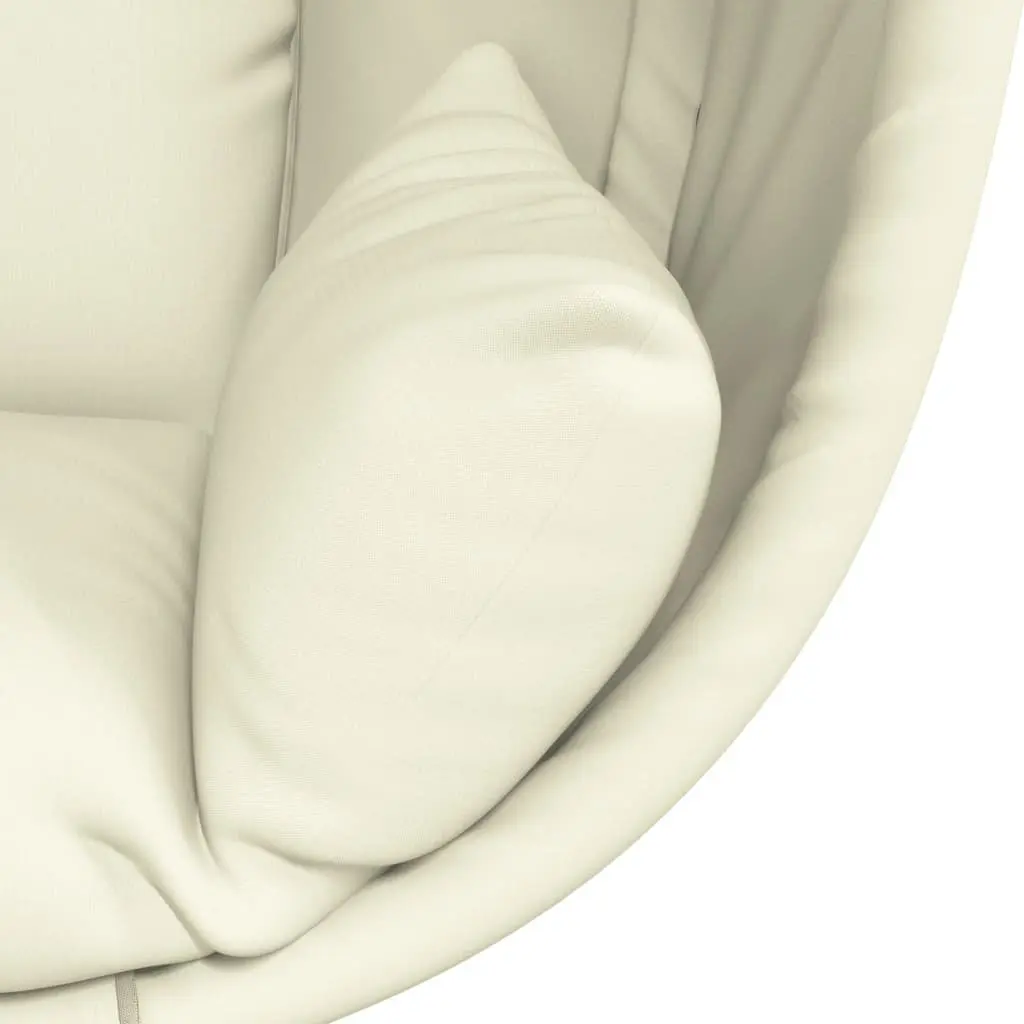 Hanging Egg Chair Beige Fabric with Stand Outdoor Garden Porch Relaxing