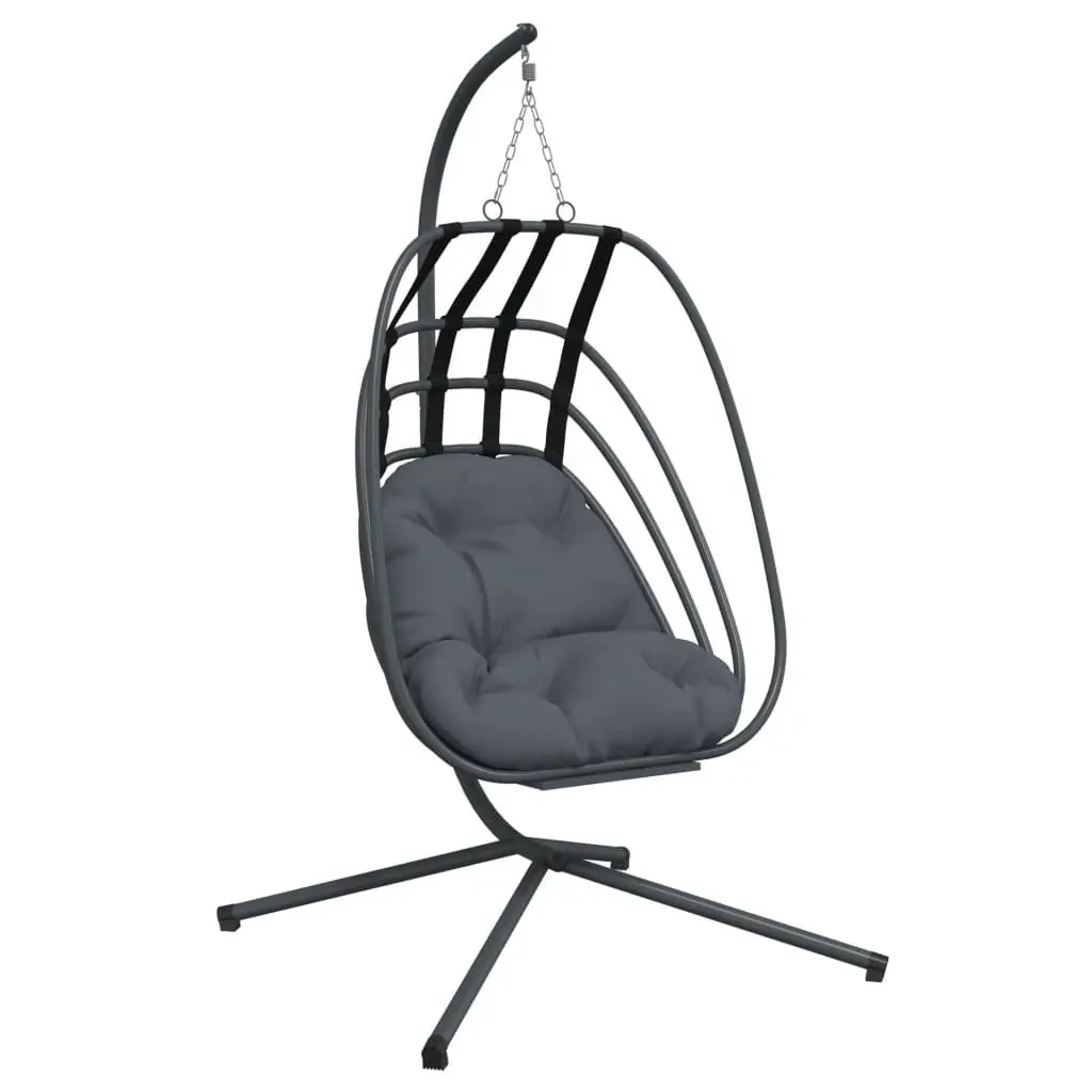 Hanging Egg Chair Anthracite Steel Frame Outdoor Swing with Thick-Padded Cushion