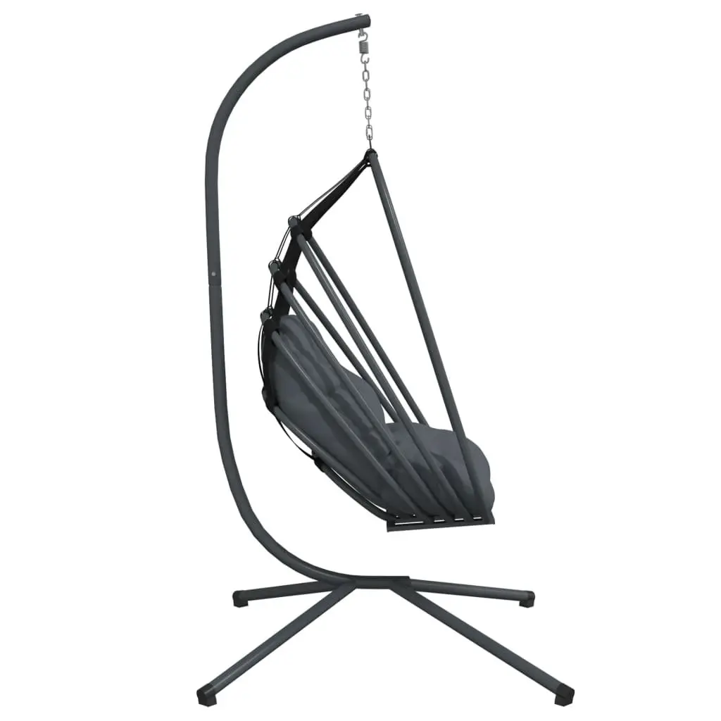 Hanging Egg Chair Anthracite Steel Frame Outdoor Swing with Thick-Padded Cushion