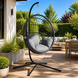 Hanging Egg Chair Stand Steel Frame Outdoor Porch Swing Support Anthracite