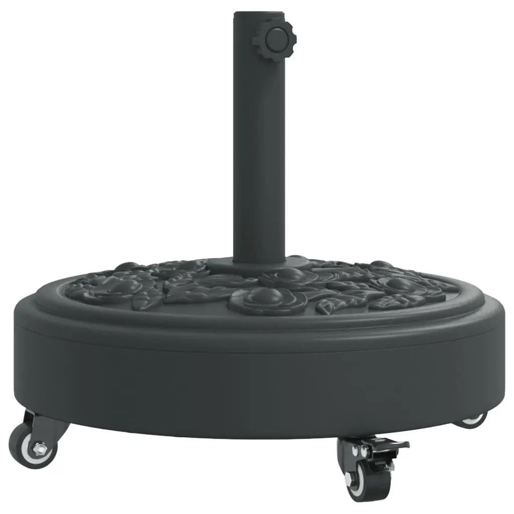 Round Parasol Base Black with Lockable Wheels for 38mm 48mm Poles