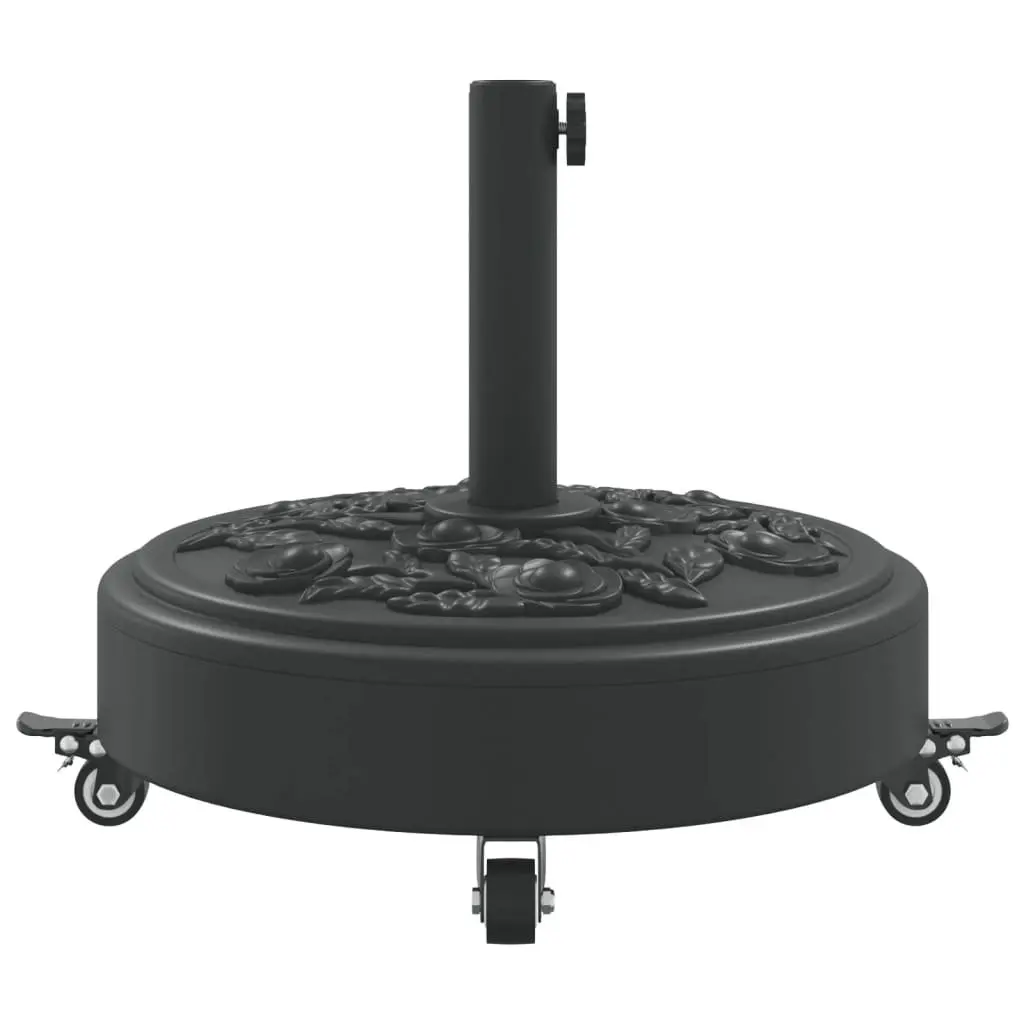 Round Parasol Base Black with Lockable Wheels for 38mm 48mm Poles