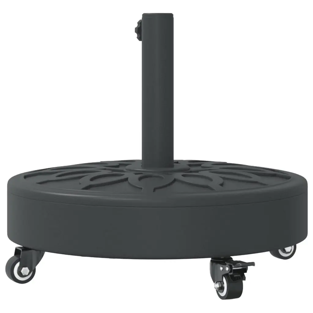Round Parasol Base Black with Lockable Wheels for 38mm 48mm Poles