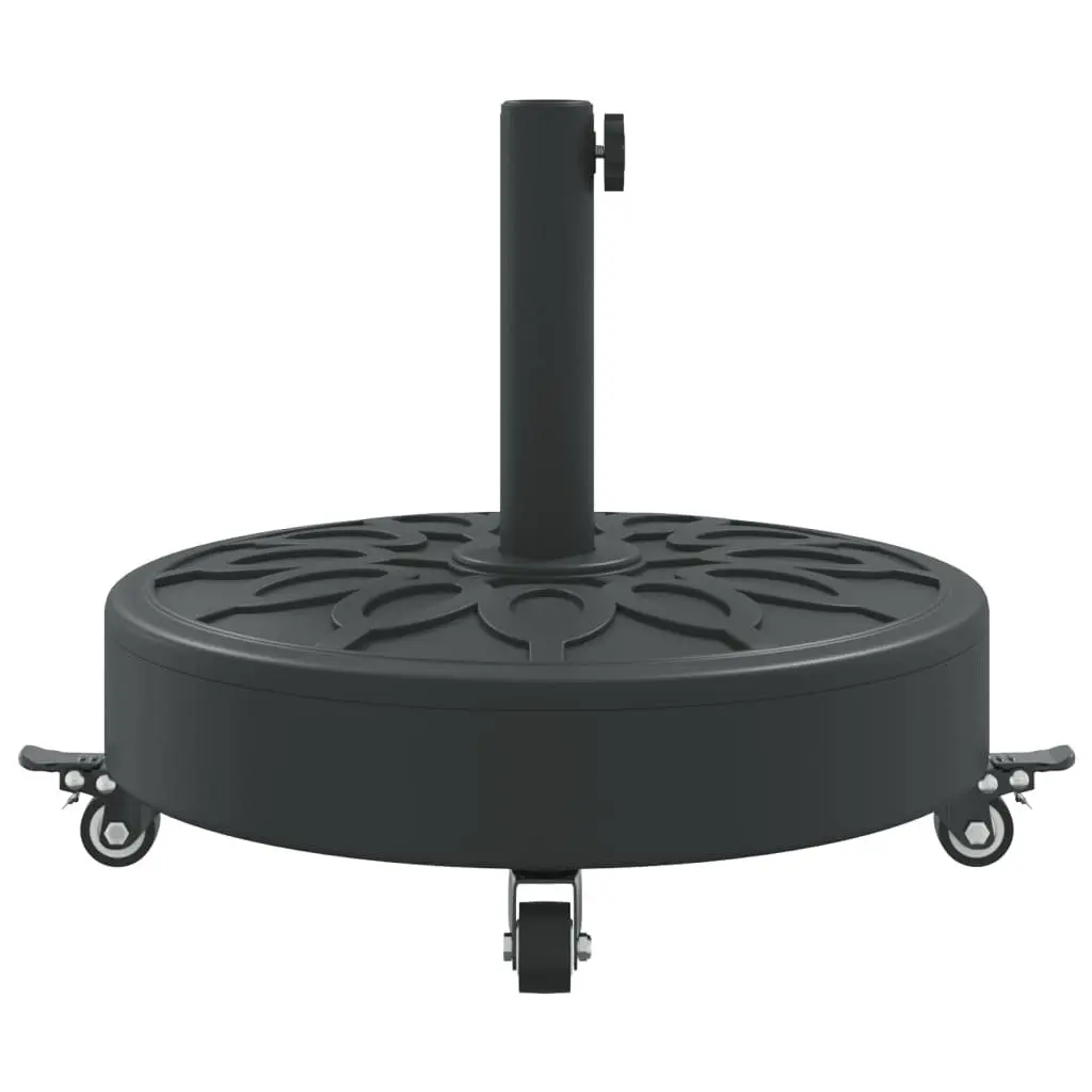 Round Parasol Base Black with Lockable Wheels for 38mm 48mm Poles