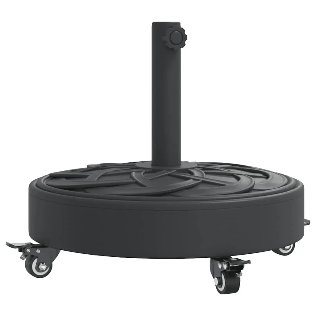 Parasol Base Black Round Outdoor Umbrella Stand with Lockable Castors