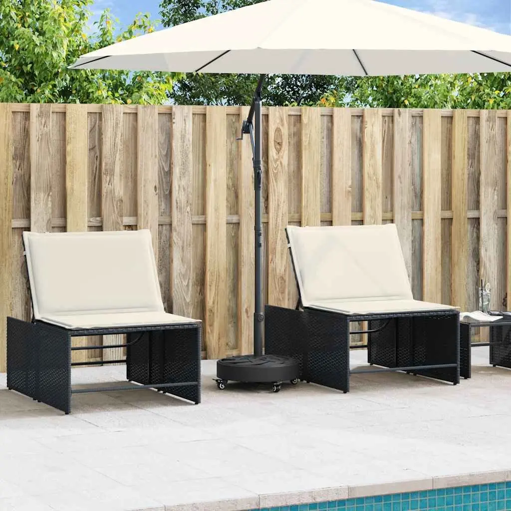 Parasol Base Black Round Outdoor Umbrella Stand with Lockable Castors