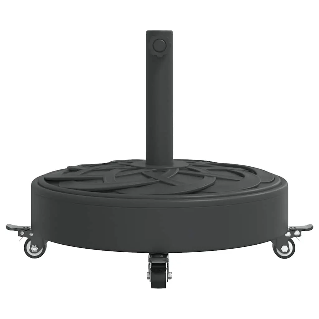 Parasol Base Black Round Outdoor Umbrella Stand with Lockable Castors