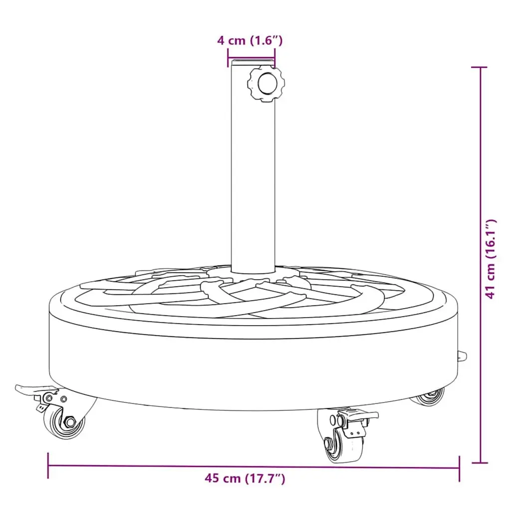 Parasol Base Black Round Outdoor Umbrella Stand with Lockable Castors