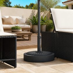 Round Parasol Base 25kg Outdoor Umbrella Stand Pole Holder Black Stable