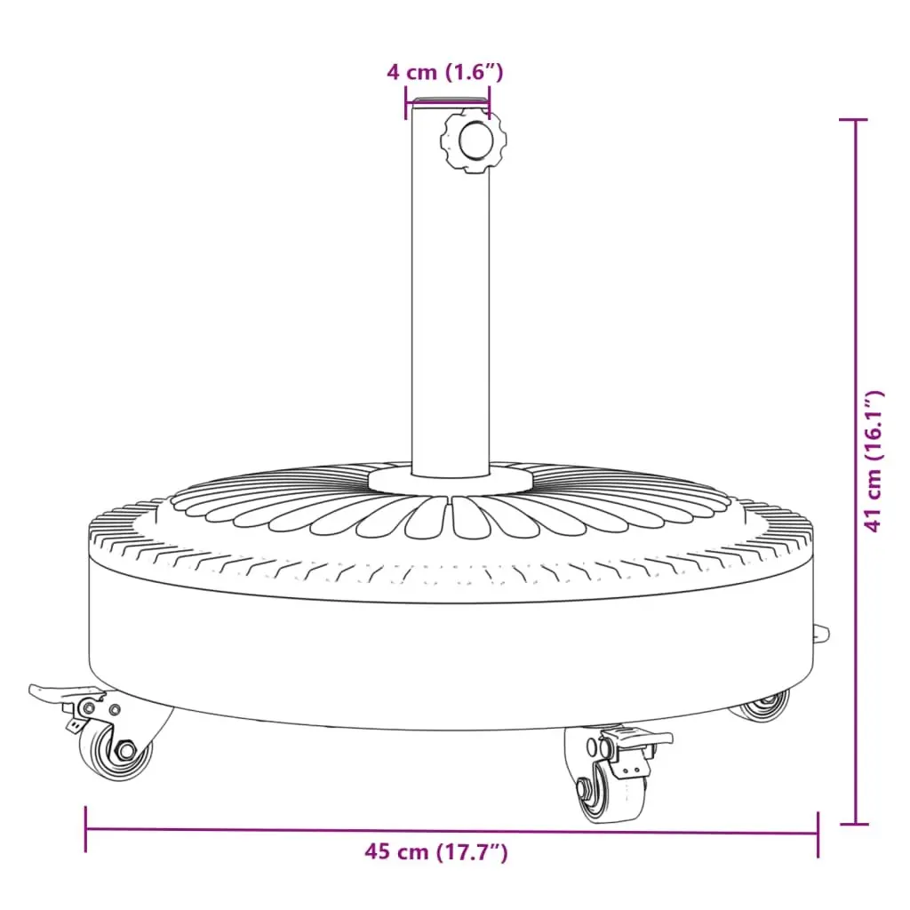 Round Parasol Base Black 27kg Lockable Castors