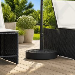Round Parasol Base 25 kg Outdoor Umbrella Stand Black Pole Adapter 38 48mm