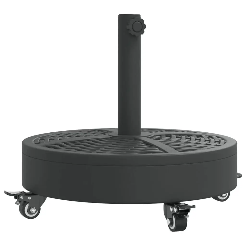 Parasol Base Black Round 27kg Outdoor Umbrella Stand with Wheels Lockable Castors