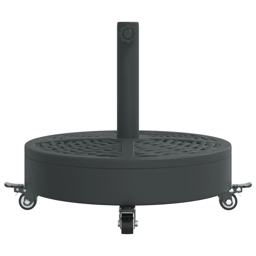 Parasol Base Black Round 27kg Outdoor Umbrella Stand with Wheels Lockable Castors