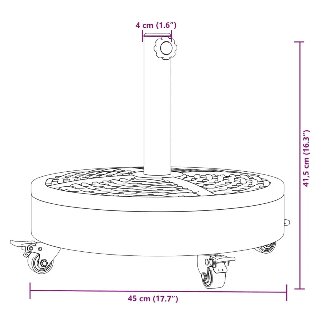 Parasol Base Black Round 27kg Outdoor Umbrella Stand with Wheels Lockable Castors