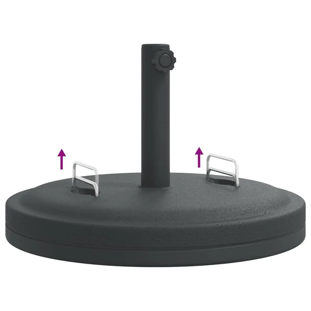 Round Parasol Base Black 25 kg Stable Outdoor Umbrella Stand with Handles