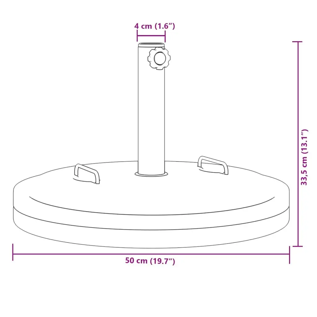 Round Parasol Base Black 25 kg Stable Outdoor Umbrella Stand with Handles