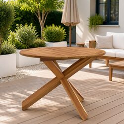 Compact Solid Teak Garden Table Ø109x74cm for Patios