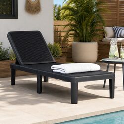 Compact 4-Way Adjustable Black Sun Lounger