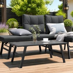 Compact Black Steel Garden Coffee Table for Your Space