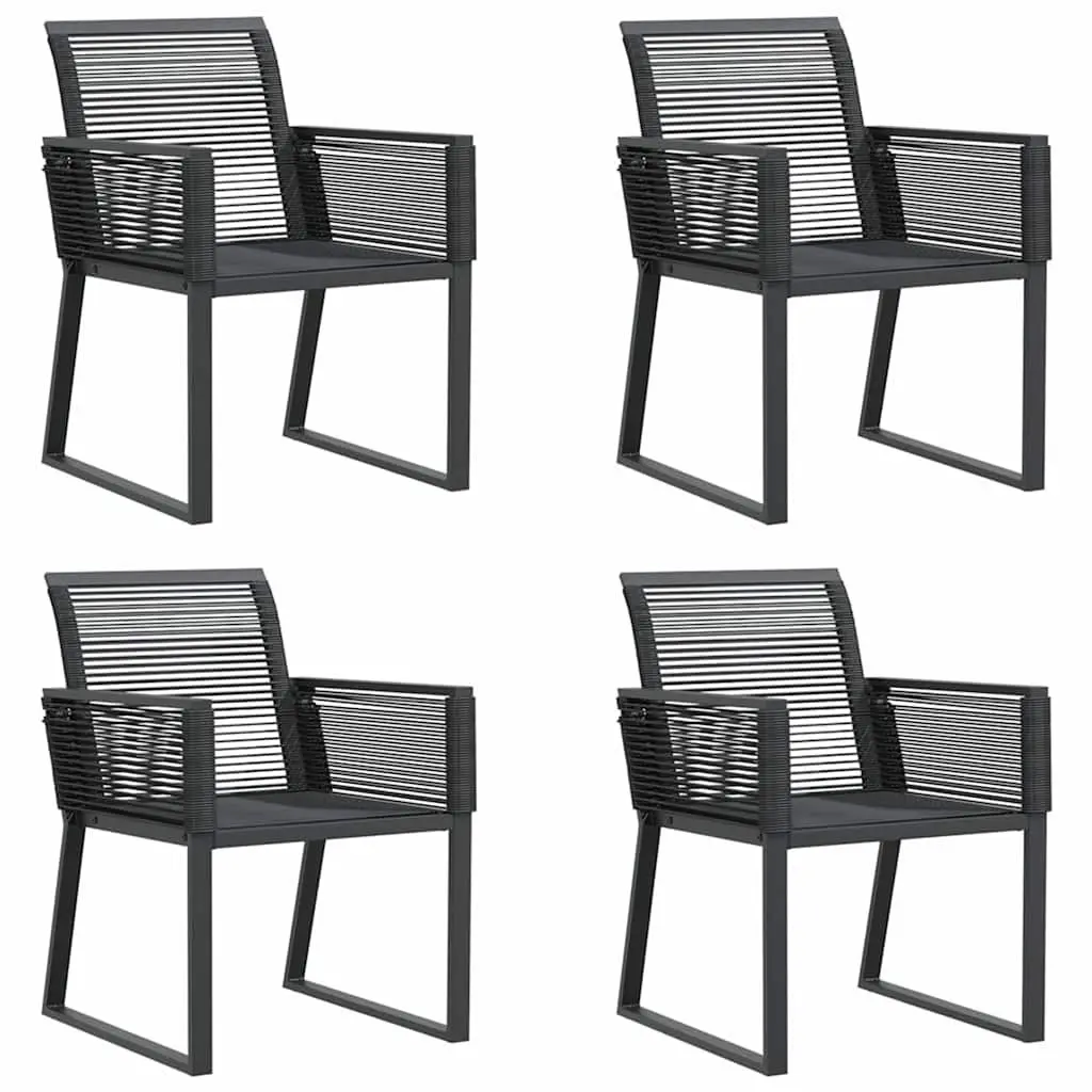 Garden Chairs Black Set of 4 PE Rattan Outdoor Seating Powder-Coated Steel Frame