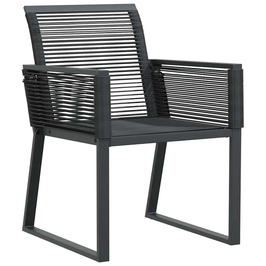 Garden Chairs Black Set of 4 PE Rattan Outdoor Seating Powder-Coated Steel Frame