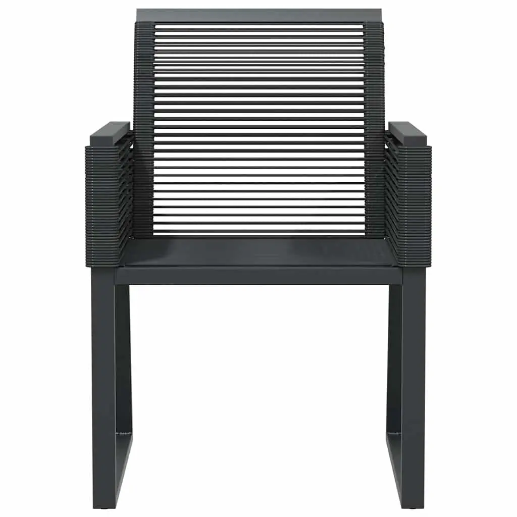 Garden Chairs Black Set of 4 PE Rattan Outdoor Seating Powder-Coated Steel Frame