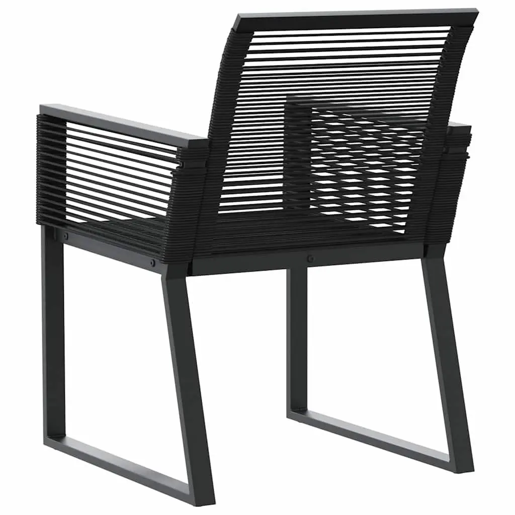 Garden Chairs Black Set of 4 PE Rattan Outdoor Seating Powder-Coated Steel Frame
