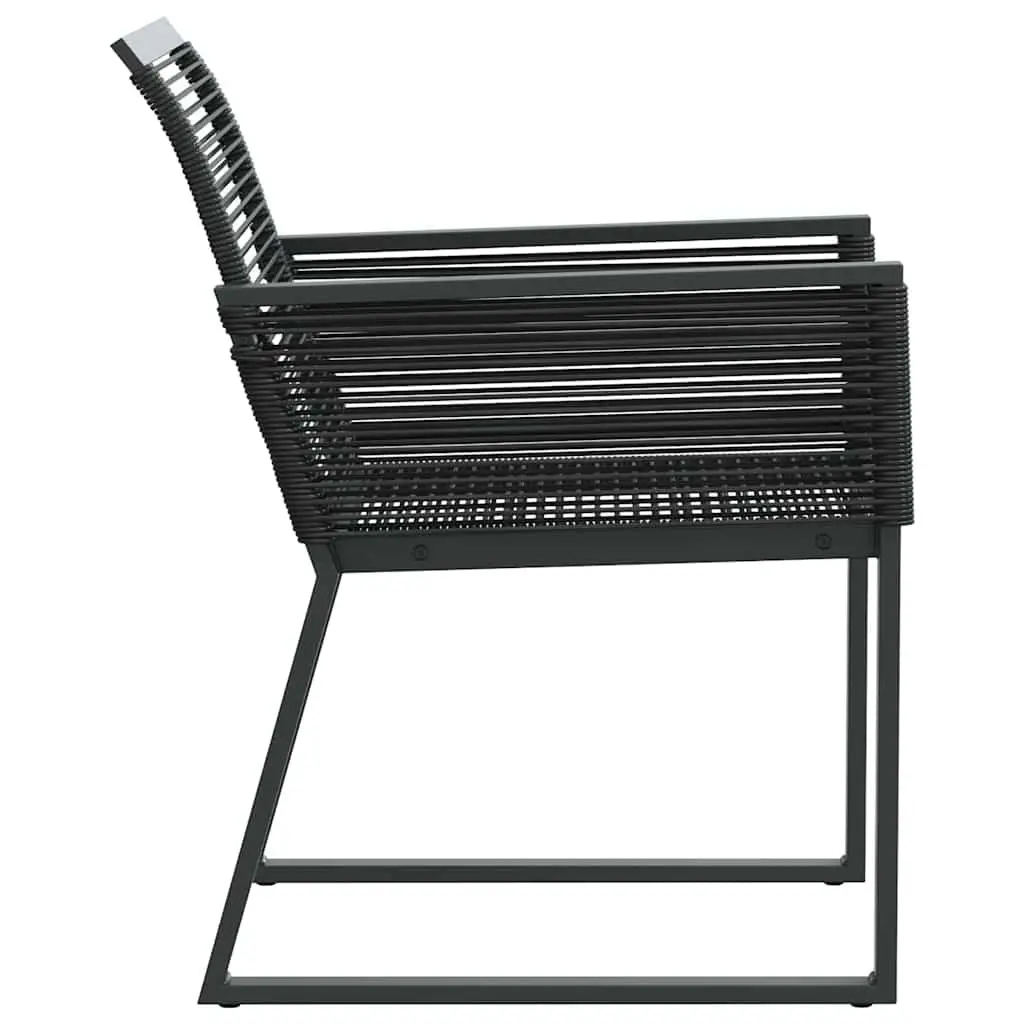 Garden Chairs Black Set of 4 PE Rattan Outdoor Seating Powder-Coated Steel Frame