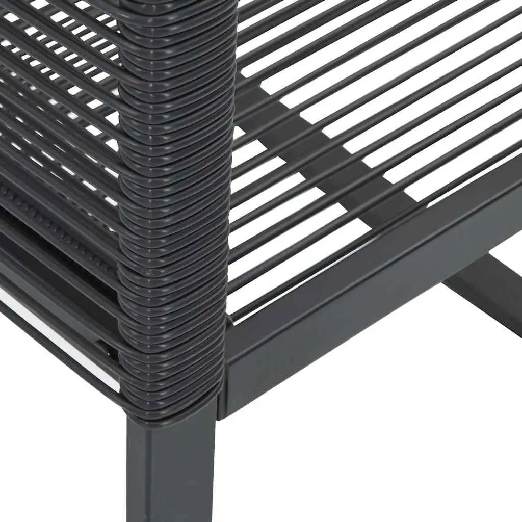 Garden Chairs Black Set of 4 PE Rattan Outdoor Seating Powder-Coated Steel Frame